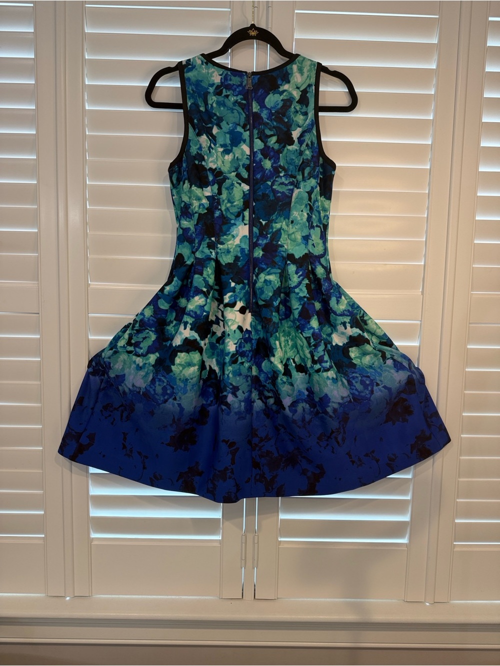 Vince Camuto Floral Blue Fit-and-Flare Dress - Sleeveless